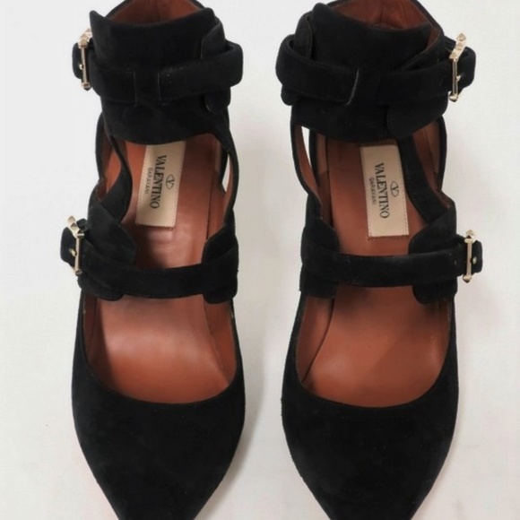 Valentino Hitch On Pump Black Cutout Suede - Picture 2 of 8